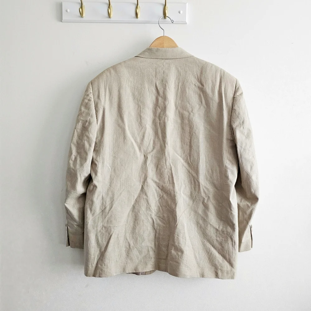 Vintage Members Only Sand Beige 55% Linen 45% Cotton Blazer Sport Coat 44R